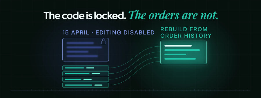 Shopify Scripts became uneditable on April 15, 2026, so the discount logic has to be reconstructed from order history rather than read from the original code.