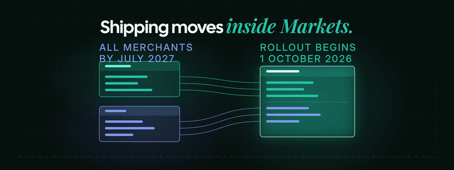 Shopify is moving shipping configuration inside Markets, rolling out from October 1, 2026, and reaching every merchant by July 2027.