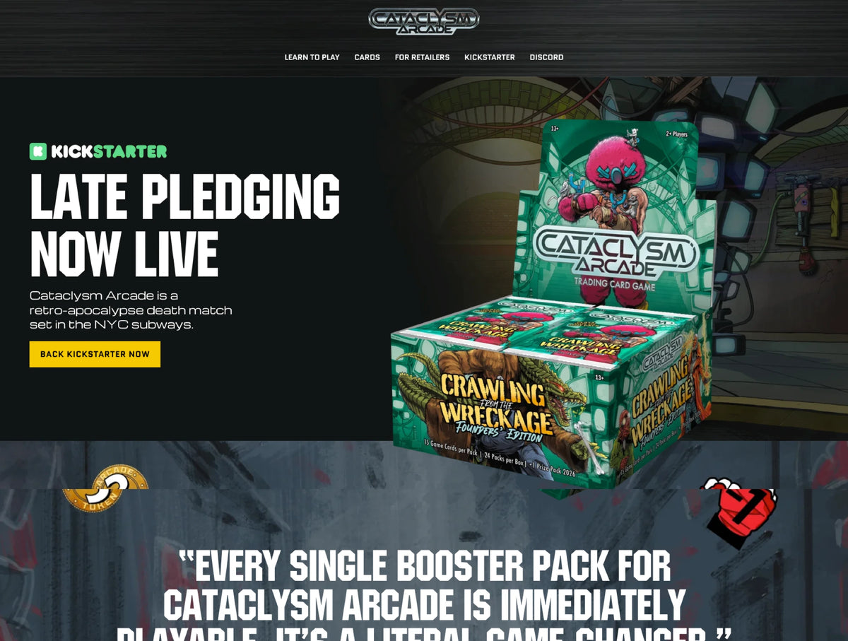 Cataclysm Arcade Shopify homepage designed by Ultra Marketing Group