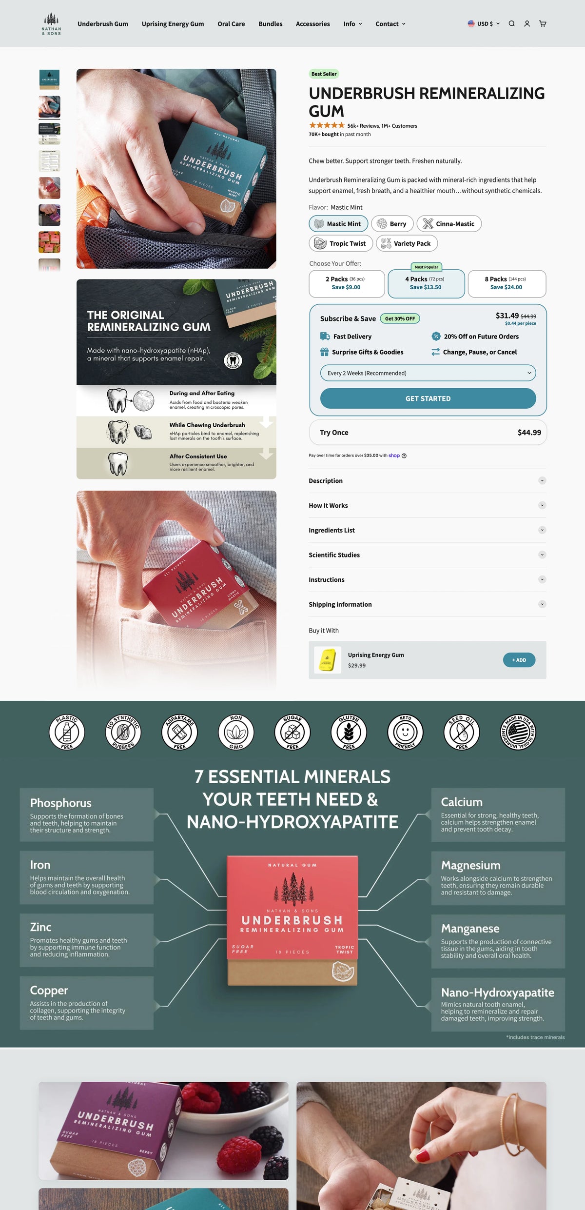 Underbrush product detail page
