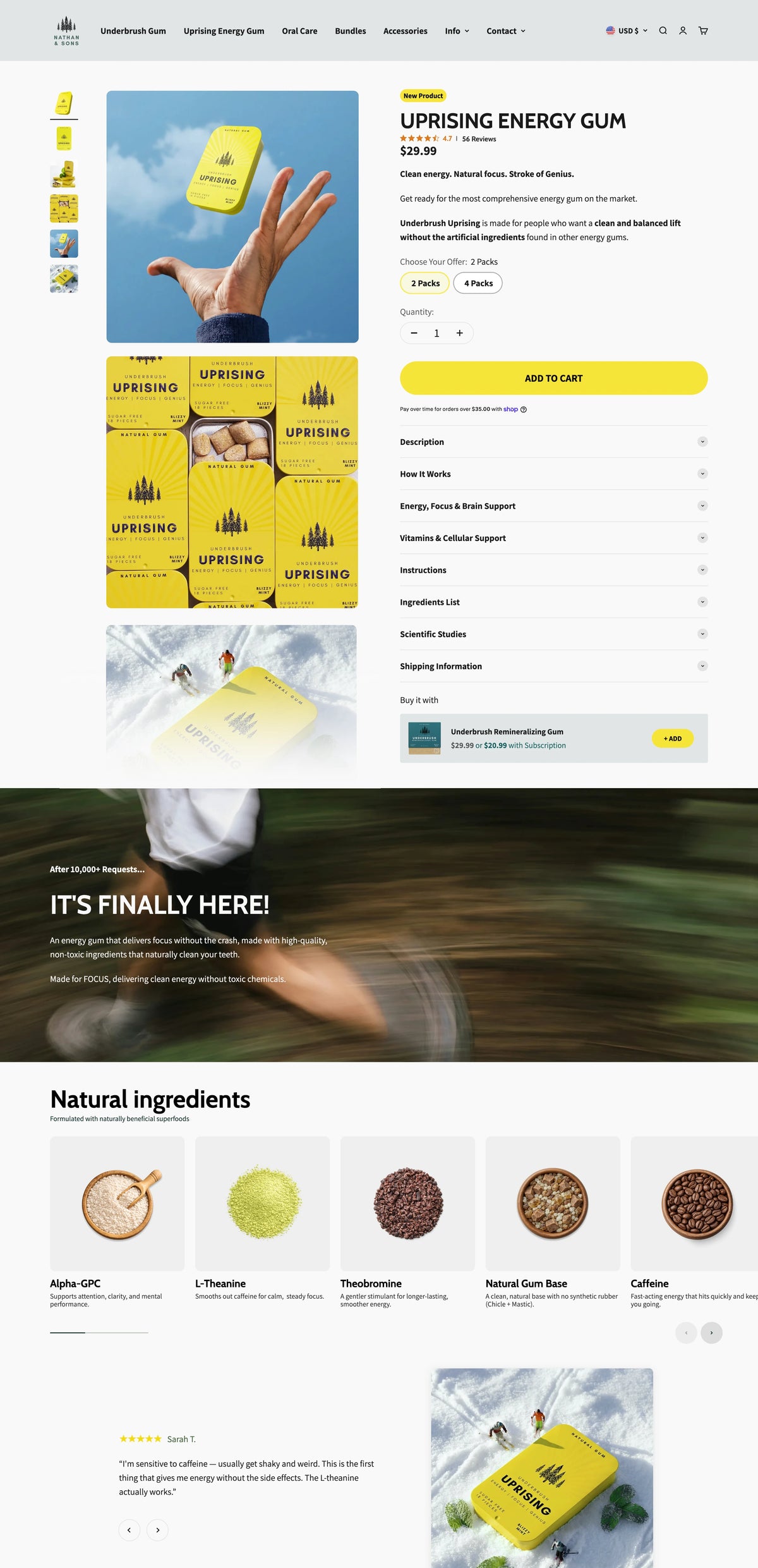 Underbrush mobile views after the Shopify rebuild
