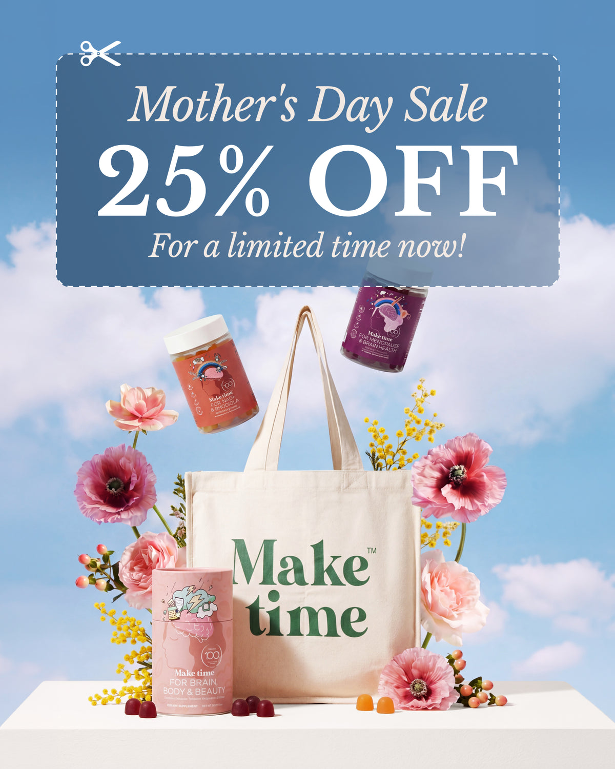 Make Time Wellness Mother's Day paid social ad creative by Ultra Marketing Group